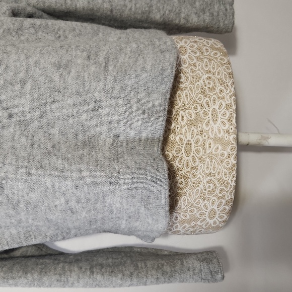 Topshop Cropped Top Sweater Grey Wool Blend Hooded Knit Women's SZ 8-10 Italy - Picture 5 of 16